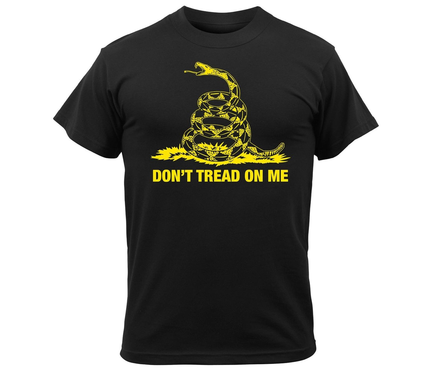 Don't Tread On Me T-Shirt Black & Gold Gadsen Flag Mens Short Sleeve Tee Shirts