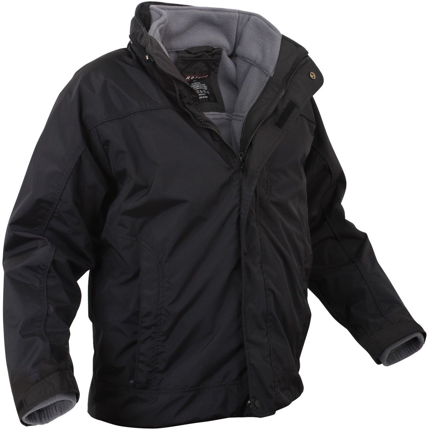 Black All Weather 3-In-1 Waterproof Jacket w/ Detachable Fleece Liner