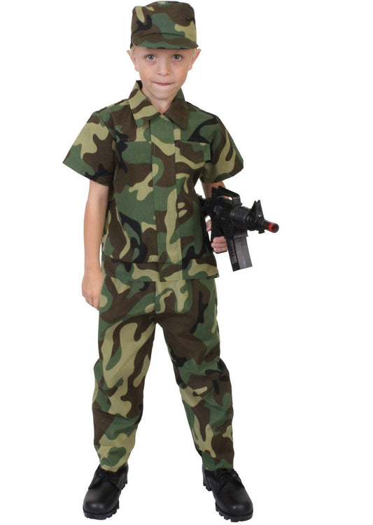 Kids Soldier Costume - Child Camouflage Uniform - Halloween Dress Up