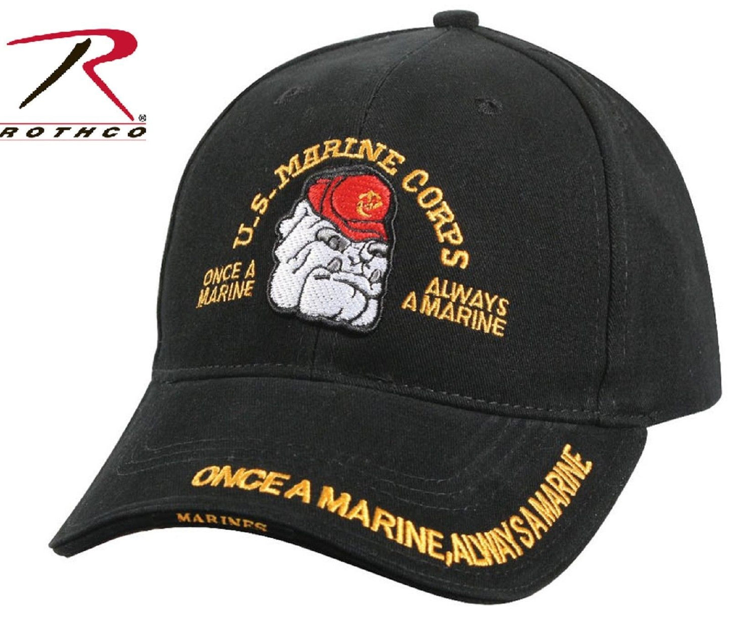 Marines Bulldog ONCE A MARINE, ALWAYS A MARINE Baseball Cap Mens Black USMC Hat