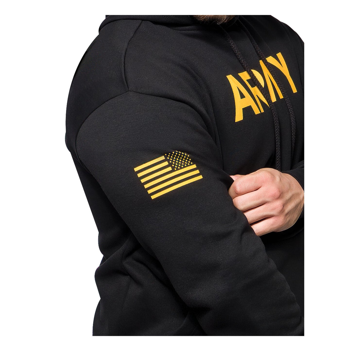 Mens ARMY Pullover Hoodie Black Lightweight Hooded Sweatshirt