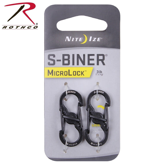 Nite-ize S-Biner Micro Lock - "S" Style Black Mini Carabiner 2-Pack w Twist Lock