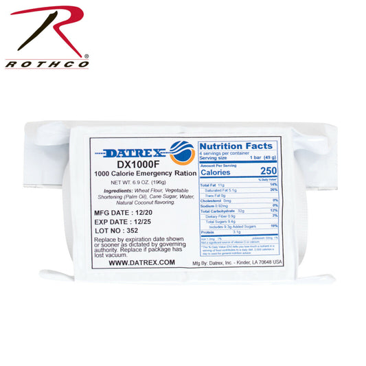 Datrex Aviation 1,000 Cal Emergency Food Ration - Peanut Product Free/Non-GMO