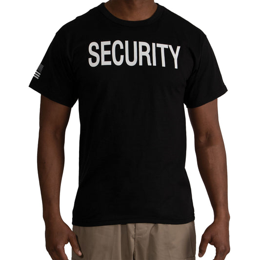 Men's Black 2-Sided "SECURITY" T-Shirt with US Flag On Sleeve