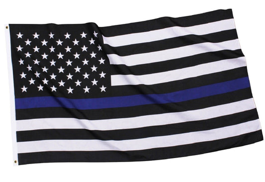 The Thin Blue Line Polyester Hanging Flag - 2' x 3' Polyester USA American Flag