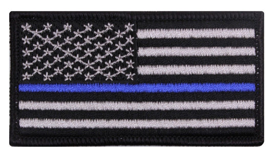 3" Thin Blue Line Police Support USA American Flag Glued Back Iron On Patch