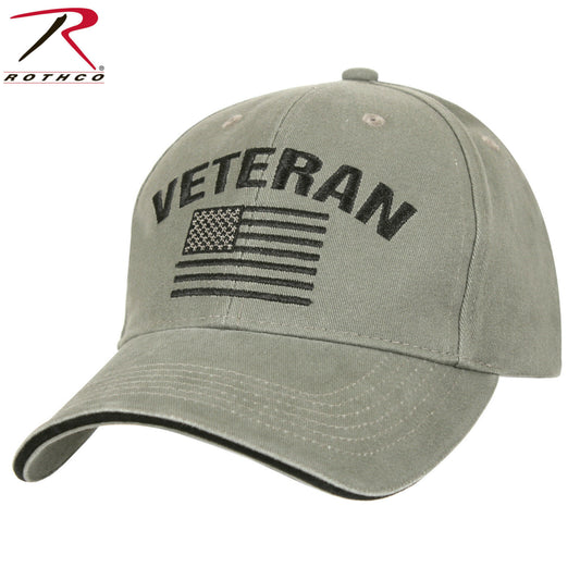 Rothco Vintage Olive Drab Veteran Mid-Low Profile Cap With Embroidered U.S. Flag