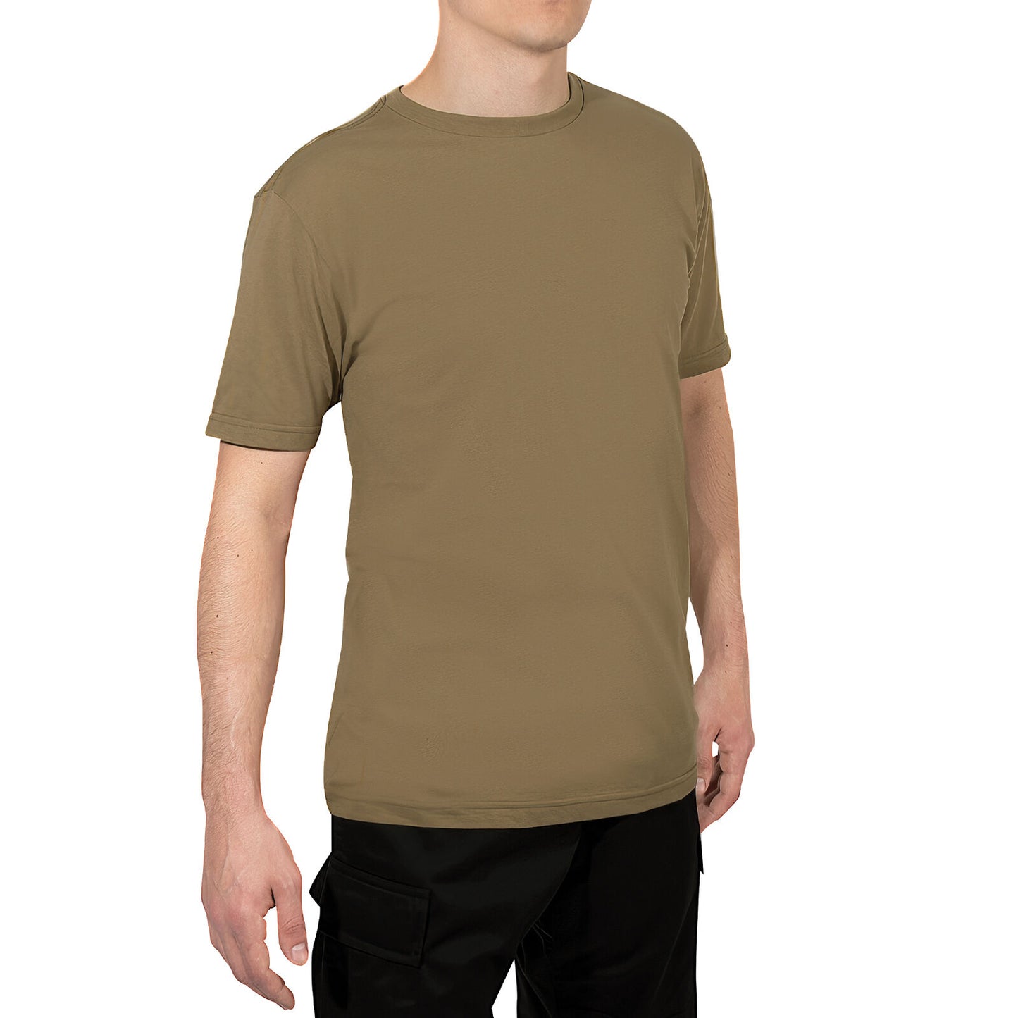 Men's Athletic Fit Solid Color T-Shirt in Brown - Rothco Poly/Cotton Undershirt