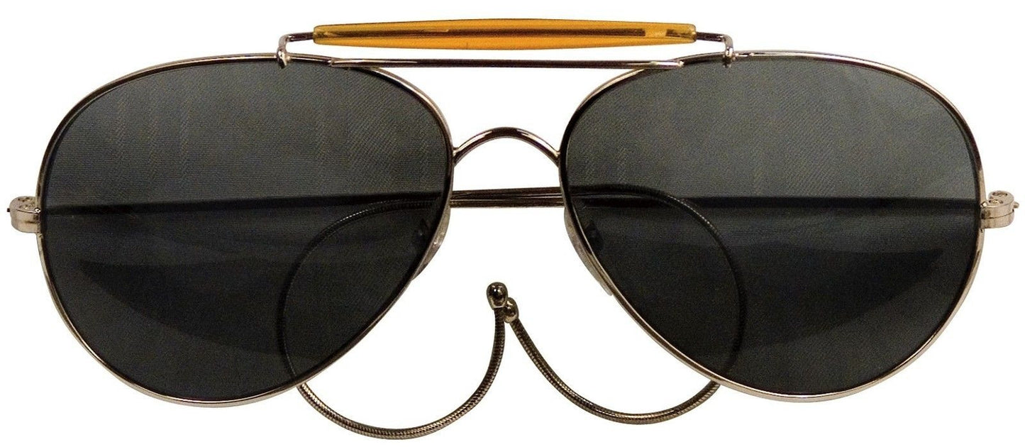 Air Force Pilot Style Sunglasses - Rothco Gold Frame Sun Glasses & Case