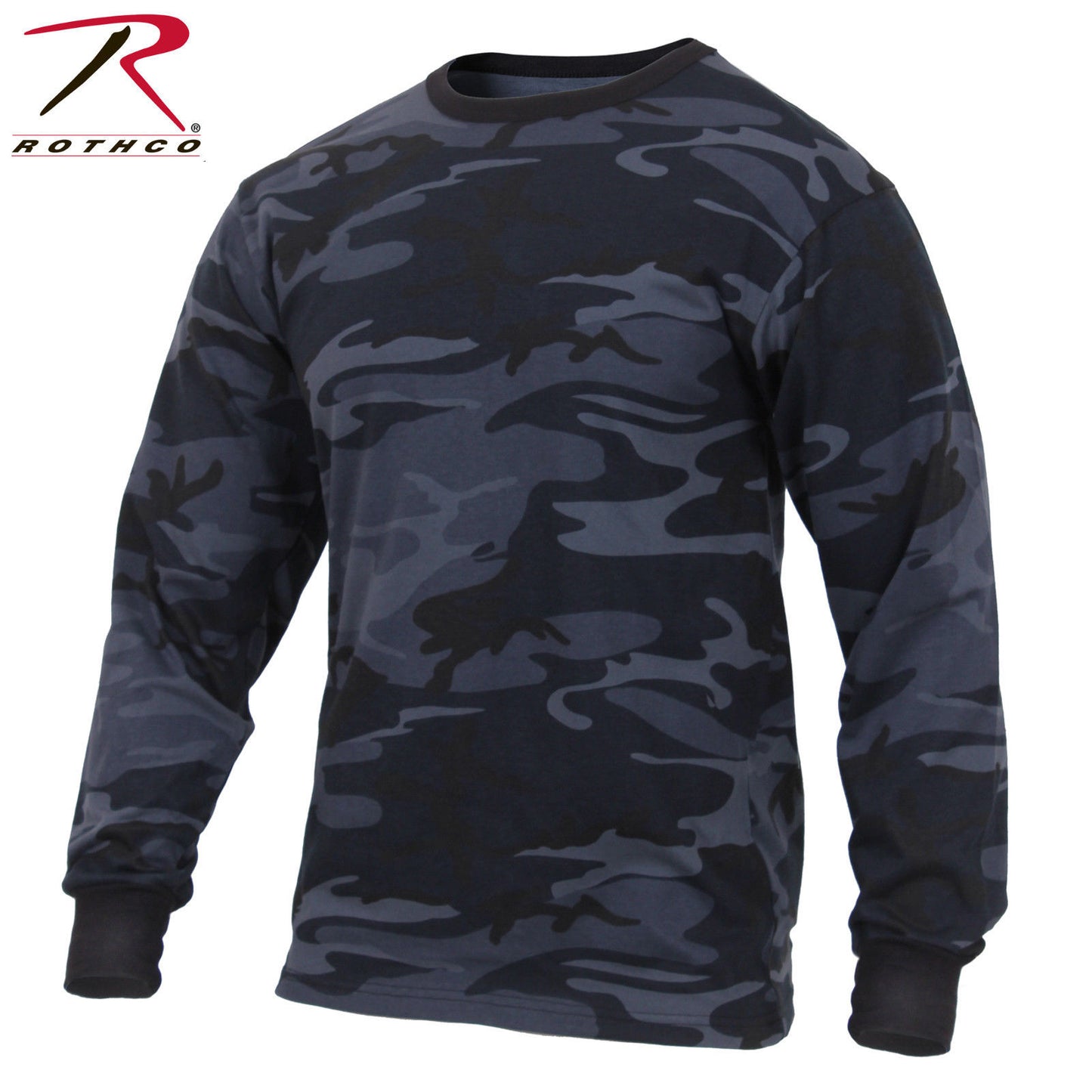 Men's Midnight Blue Camo Long Sleeve T-Shirt - Rothco Camo Poly/Cotton Tee 3637