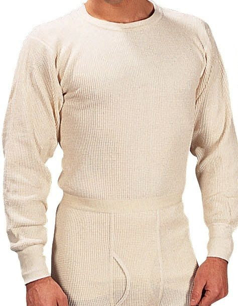 Extra Heavyweight Thermal Knit White Underwear - Long John Winter Clothes