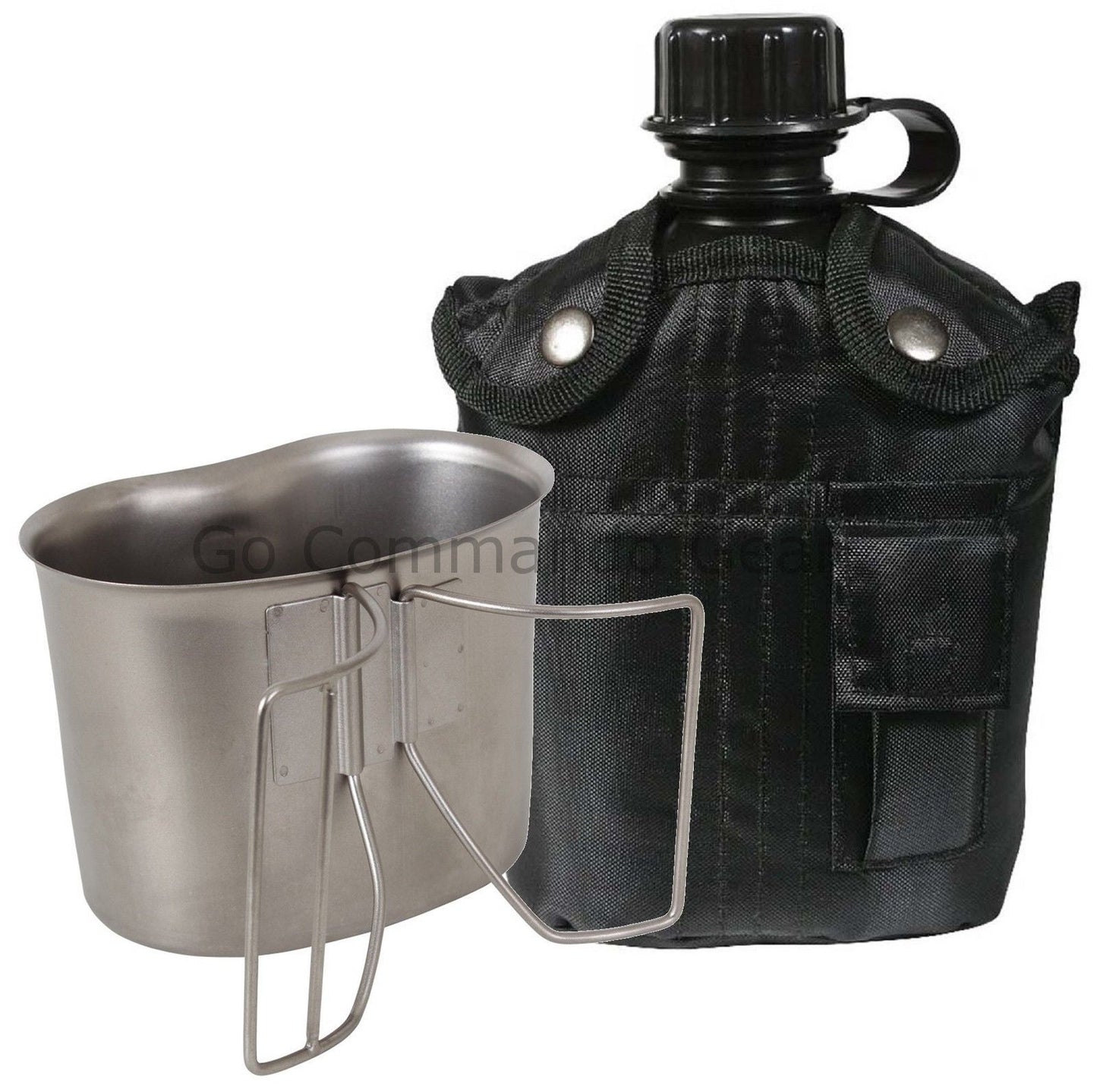 Rothco Black 3 Piece Canteen Kit With Cover & Aluminum Cup - Camping Survival