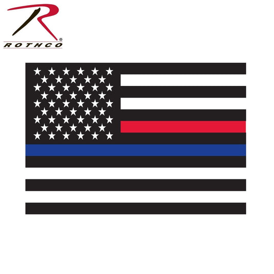 Rothco Thin Blue Line & Thin Red Line US Flag Decal - Window Decal