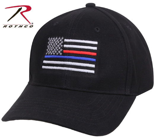 Black Thin Blue Line & Thin Red Line Adjustable Low Profile Baseball Cap Hat