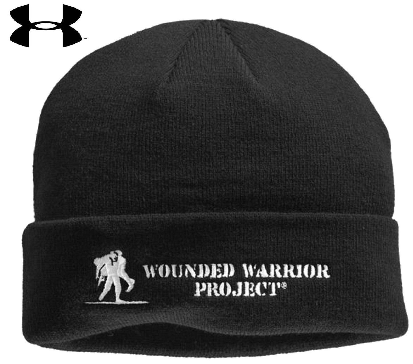 Black Under Armour Wounded Warrior Project Stealth Beanie Winter Hat WWP Ski Cap