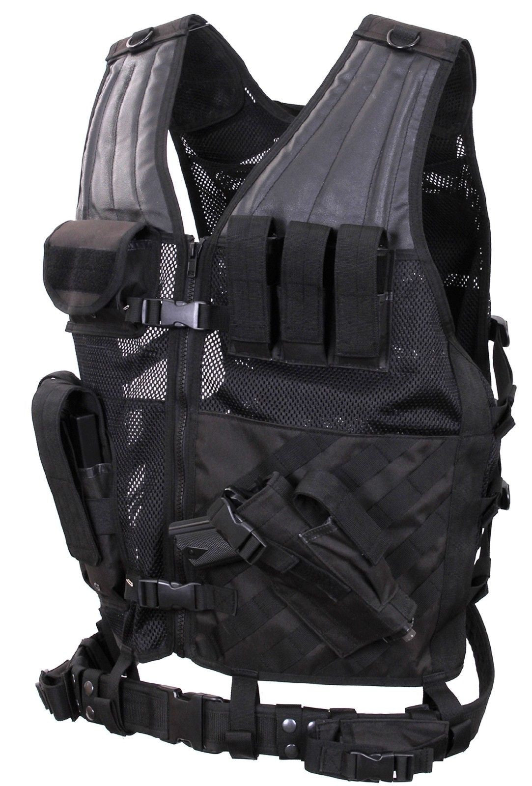 Rothco Black Oversized Cross-Draw Tactical Vest MOLLE Law Enforcement Vests
