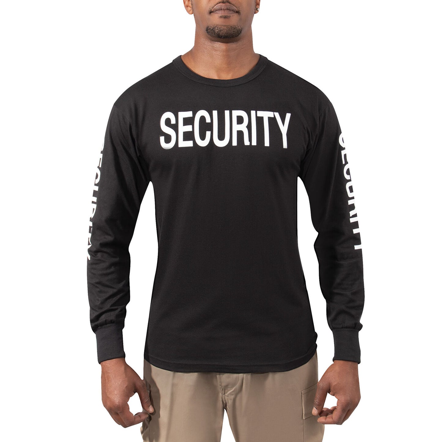 Men's Long Sleeve Two-Sided SECURITY T-Shirt in Black