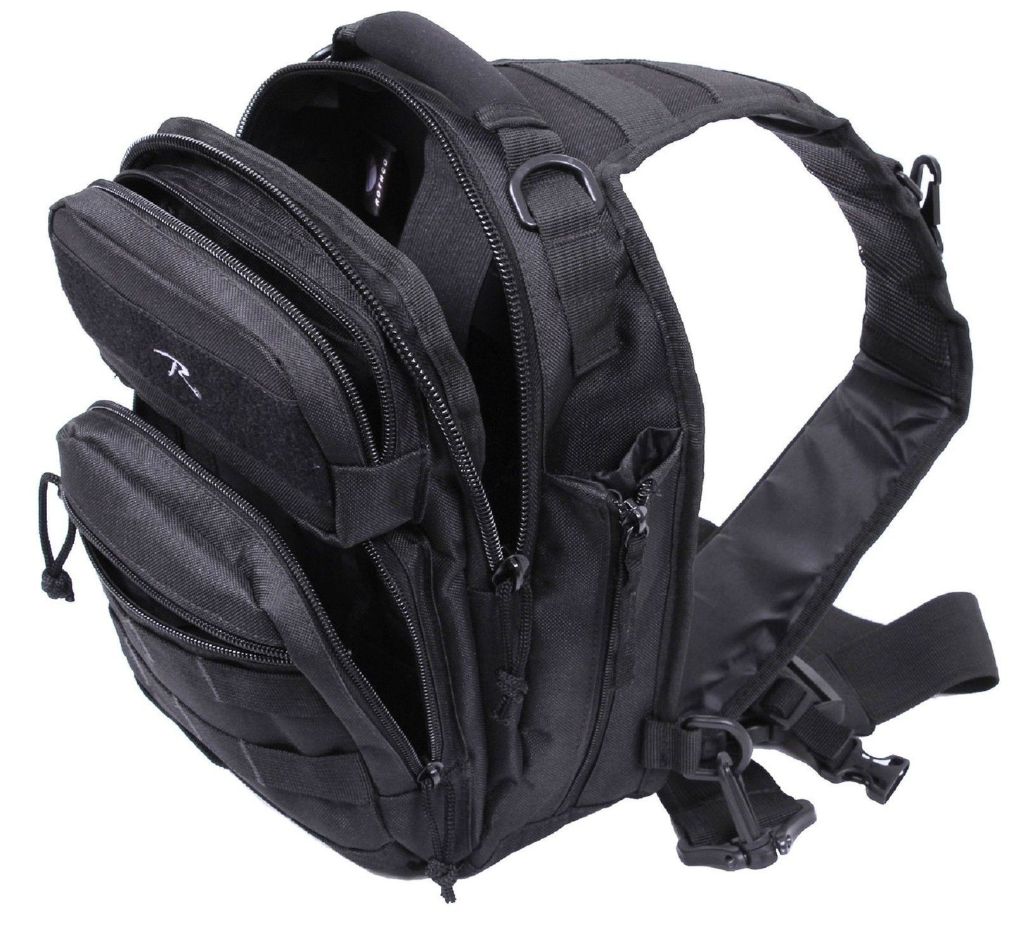 Black Compact Tacti-Sling Shoulder Bag - Durable 12" MOLLE 1 Sling Tactical Pack