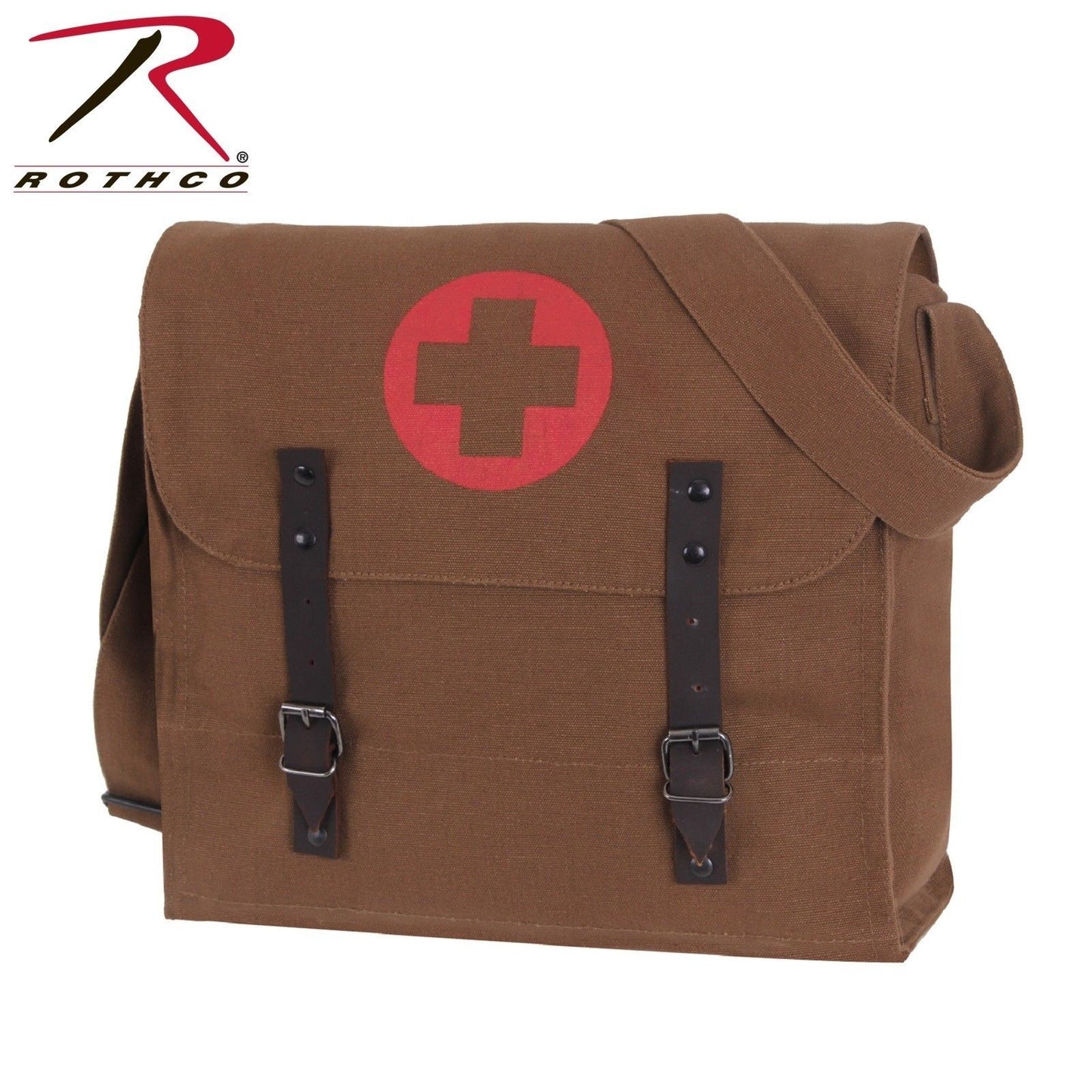 Rothco Brown Vintage Medic Bag With Cross - Medic Shoulder Bag