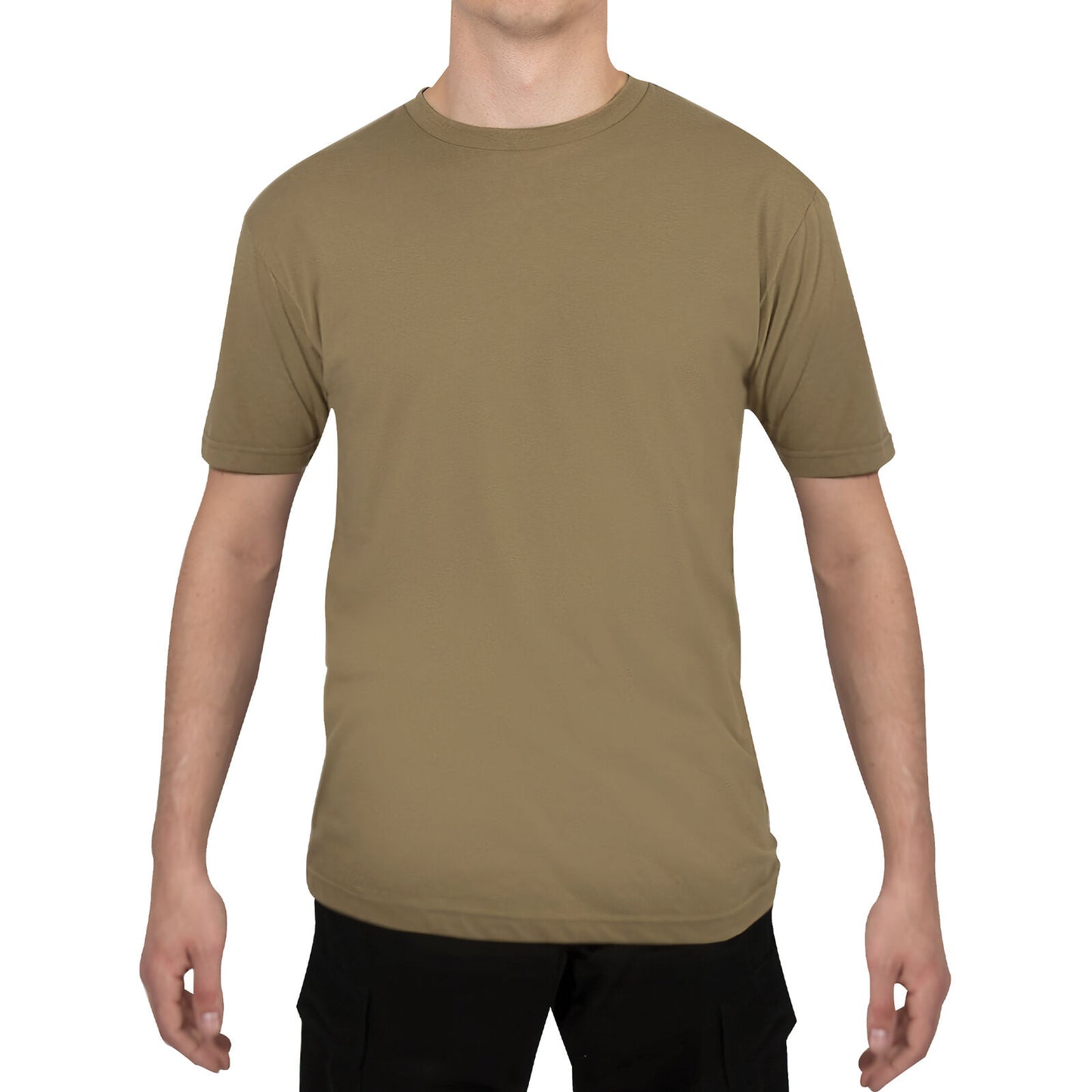 Men's Athletic Fit Solid Color T-Shirt in Brown - Rothco Poly/Cotton Undershirt