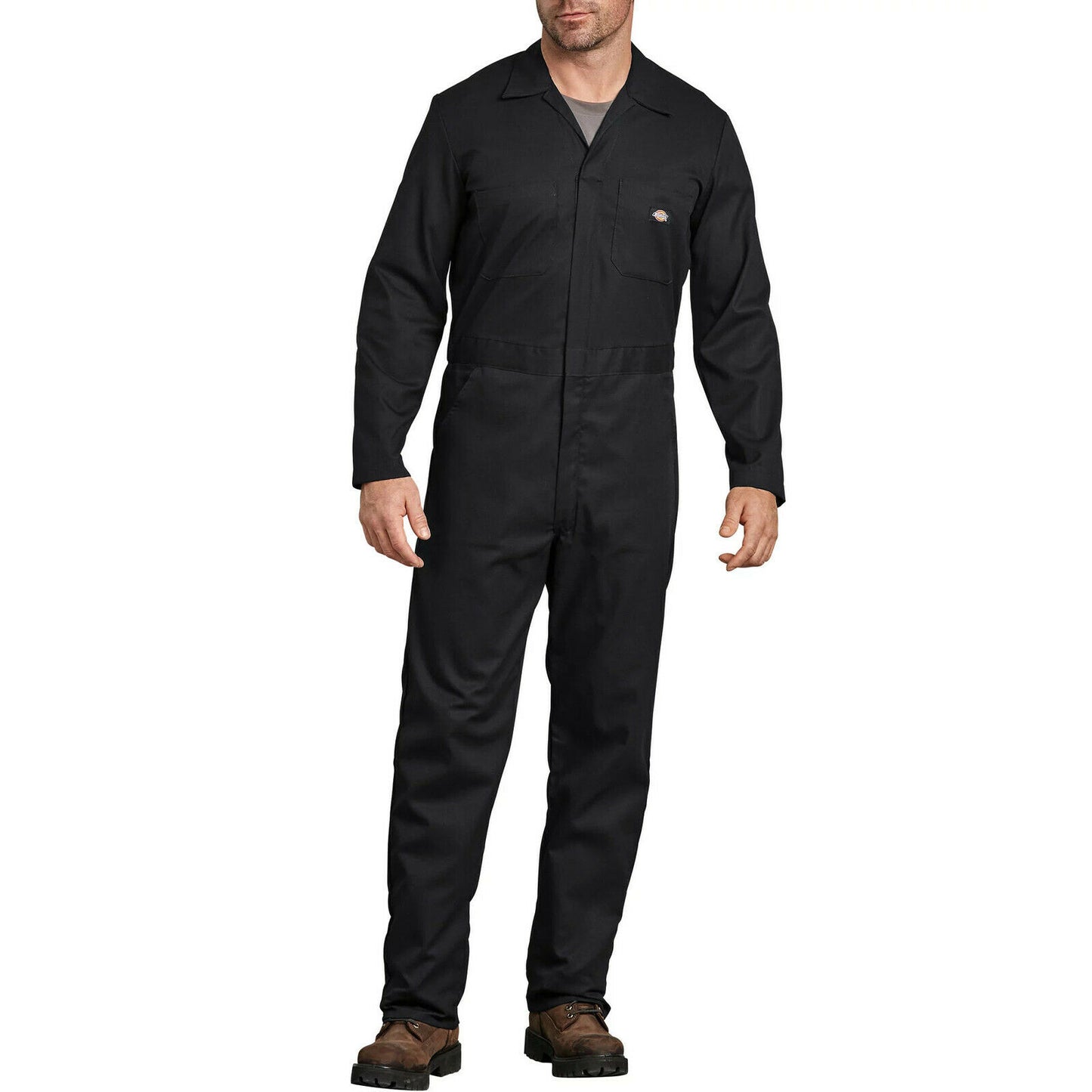 Dickies FLEX Long Sleeve Coveralls - Moisture Wicking Black Mechanic Jumpsuit