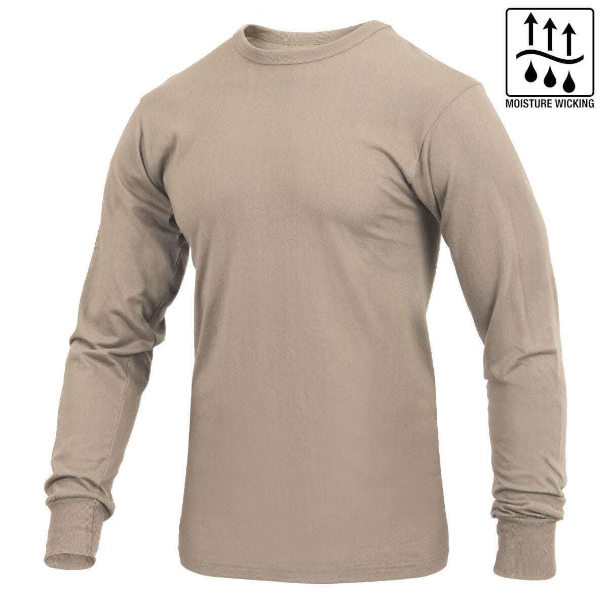 Men's Moisture Wicking Desert Sand Long Sleeve 100% Polyester T-Shirt