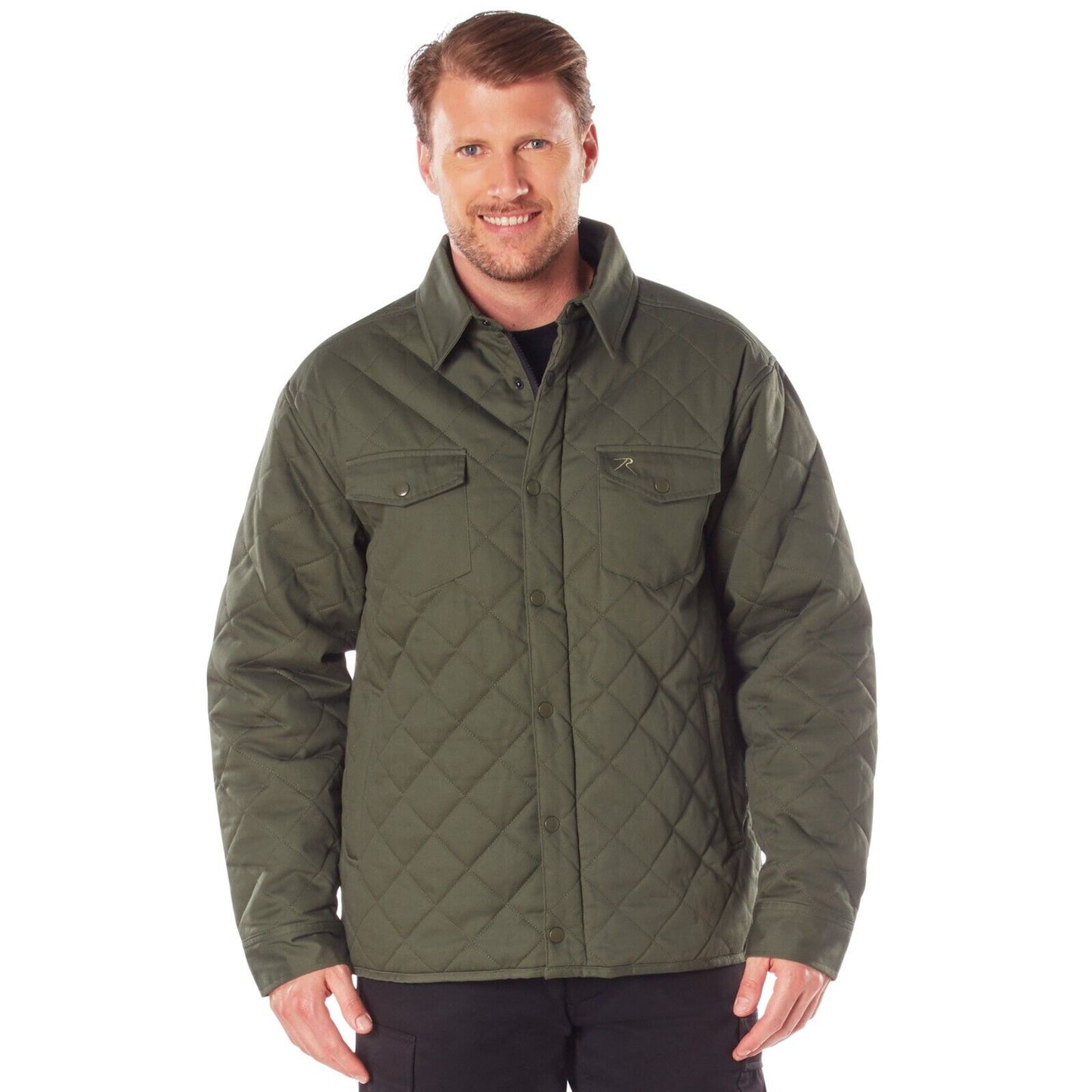 Men's Diamond Quilted Cotton Jacket - Midweight Warmth, 5 Pocket Design