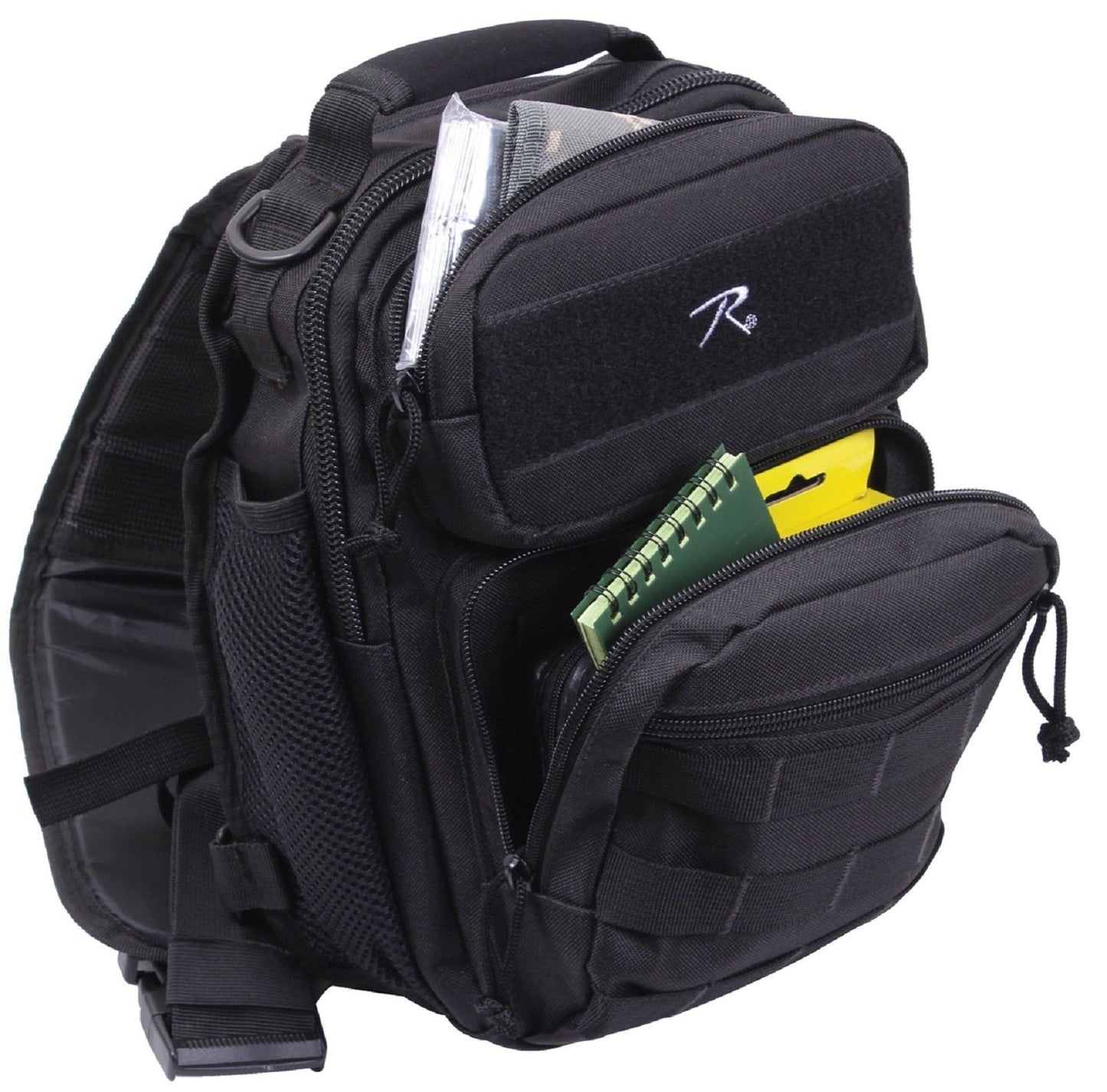 Black Compact Tacti-Sling Shoulder Bag - Durable 12" MOLLE 1 Sling Tactical Pack