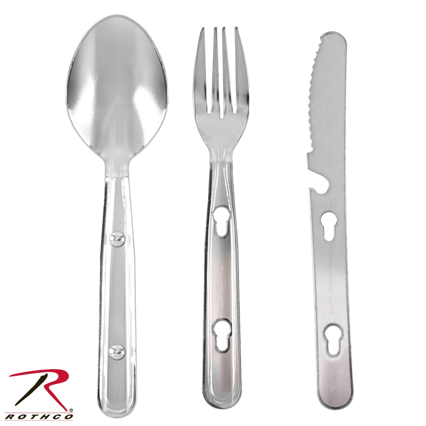 Rothco Chow Kit - 3 Piece Stainless Steel Knife, Fork & Spoon In A Locking Set