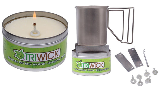 Tri-Wick All Natural 120 Hour Emergency Survival Candle & Stove w/ Wicks