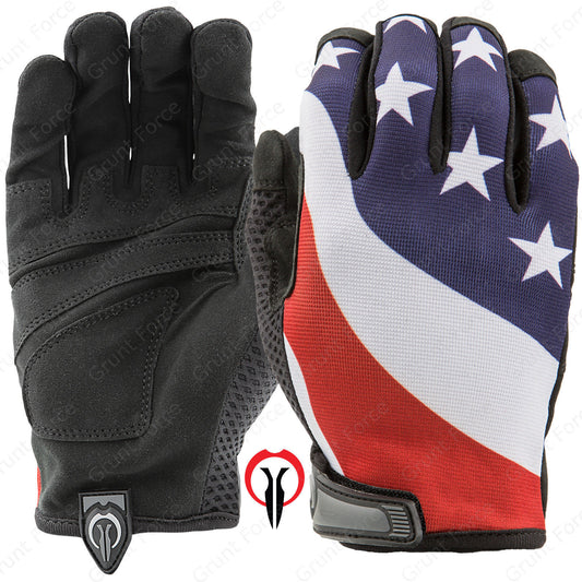 Industrious Handwear Black Full Finger American Flag Gloves - US Flag Work Glove