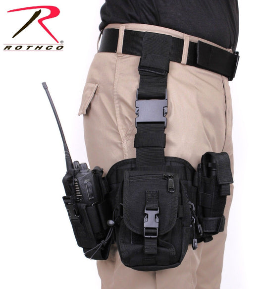 Black Drop Leg Tactical Pouch - Removable MOLLE Adjustable Rig Utility Pouches