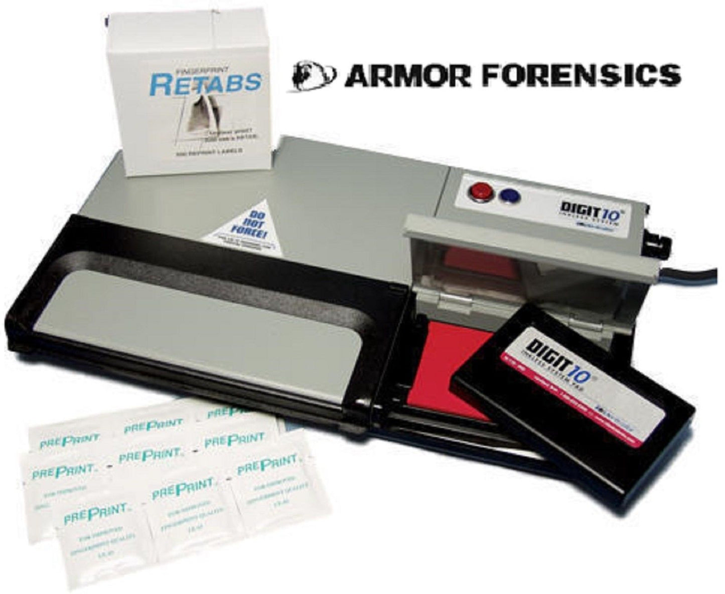 Armor Forensics Portable Digit 10 Inkless Police Finger Print System Kit & Case