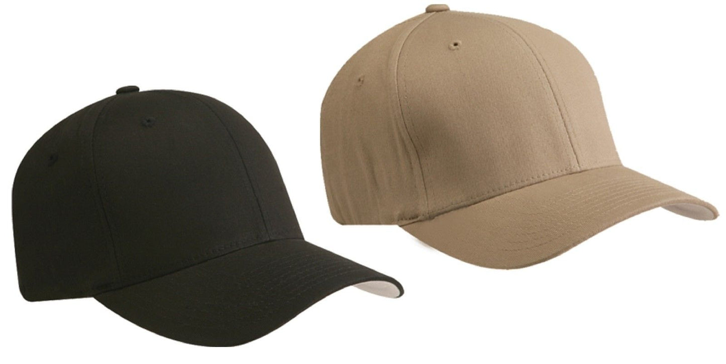 Flexfit Mid Profile Plain Baseball Cap Hat Cotton Fitted S/M or L/XL V-Flexfit