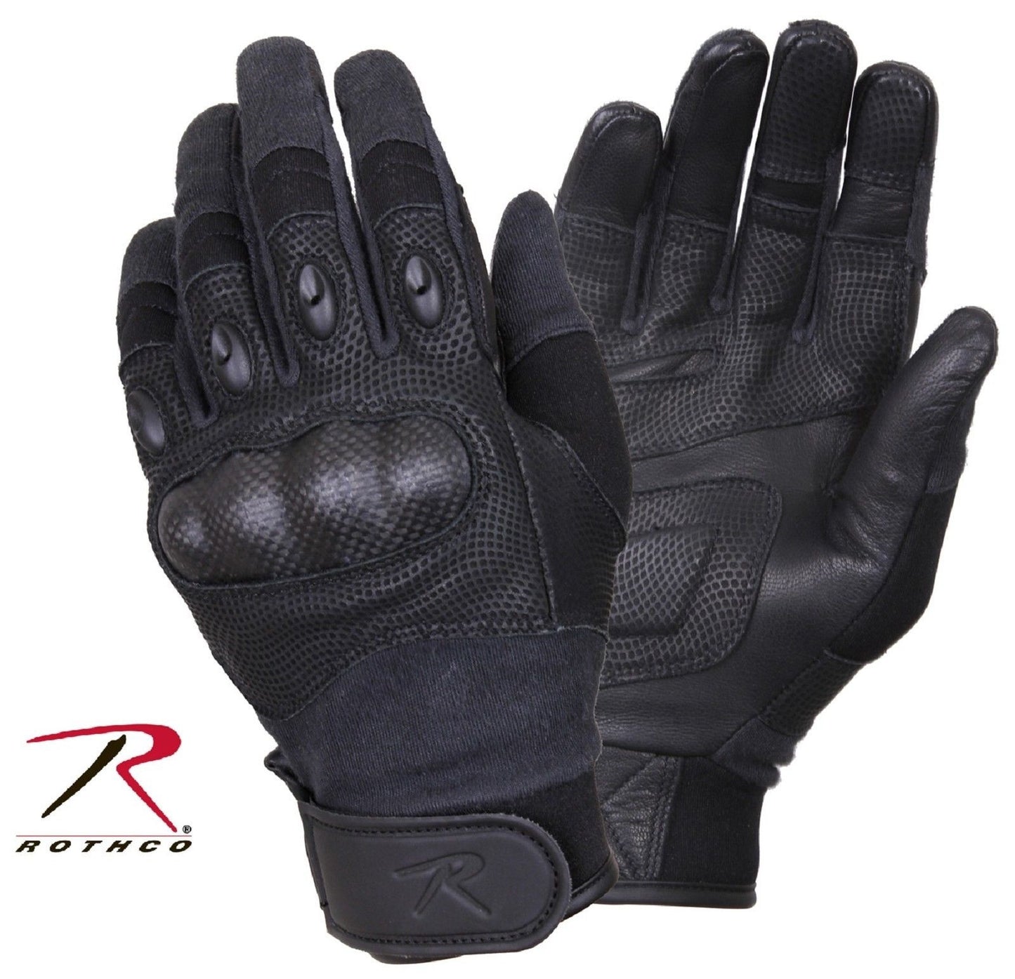 Carbon Fiber Hard Knuckle Tactical Gloves - Rothco Black Gloves