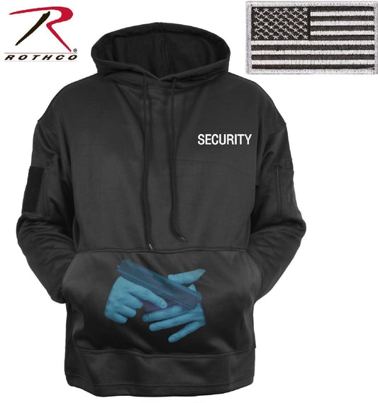 Black SECURITY Concealed Carry Hoodie Sweatshirt & USA Flag Patch Sweat Shirt