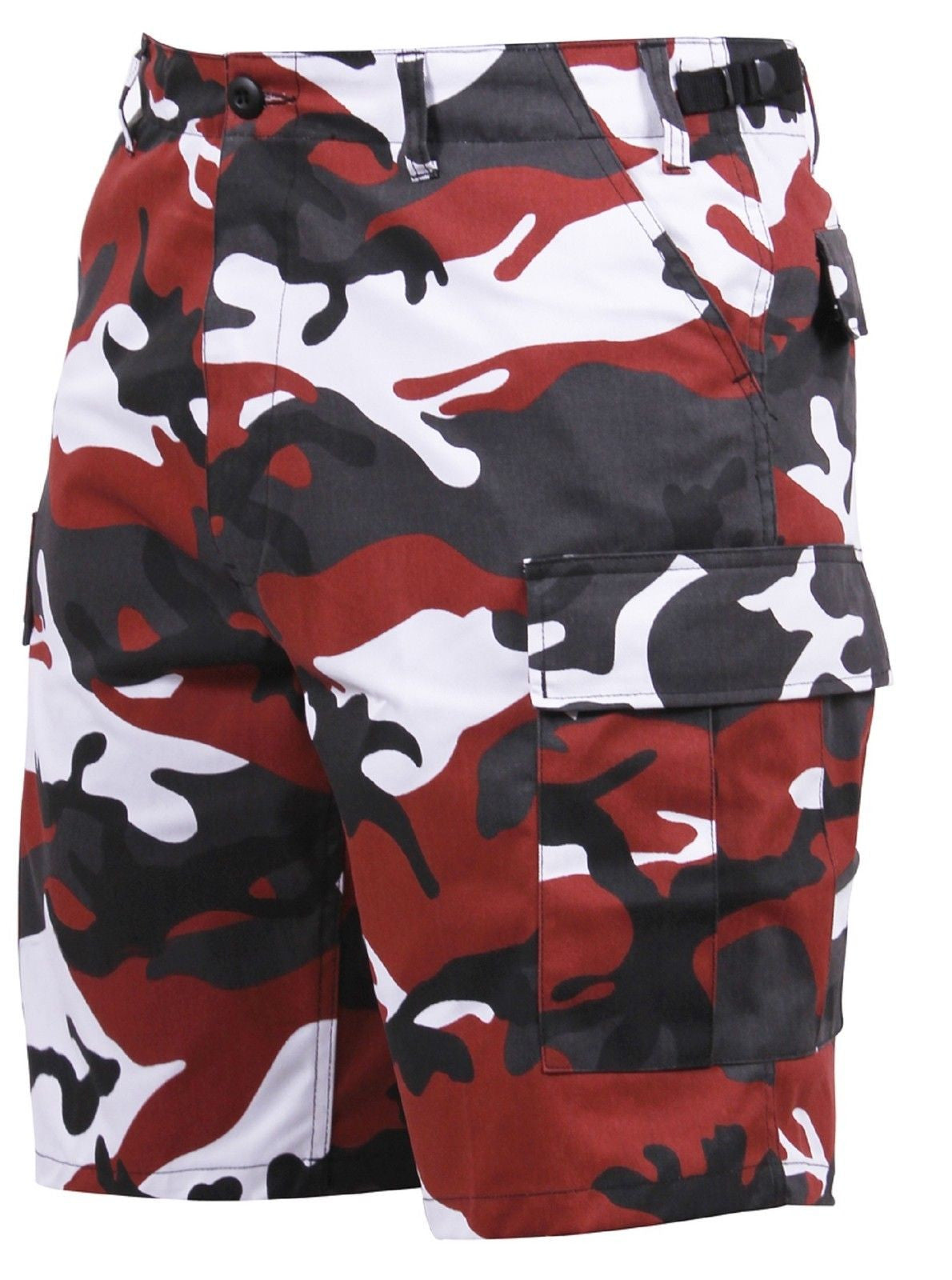 Men s Red Camouflage BDU Cargo Shorts Black Red White Camo Shorts Grunt Force