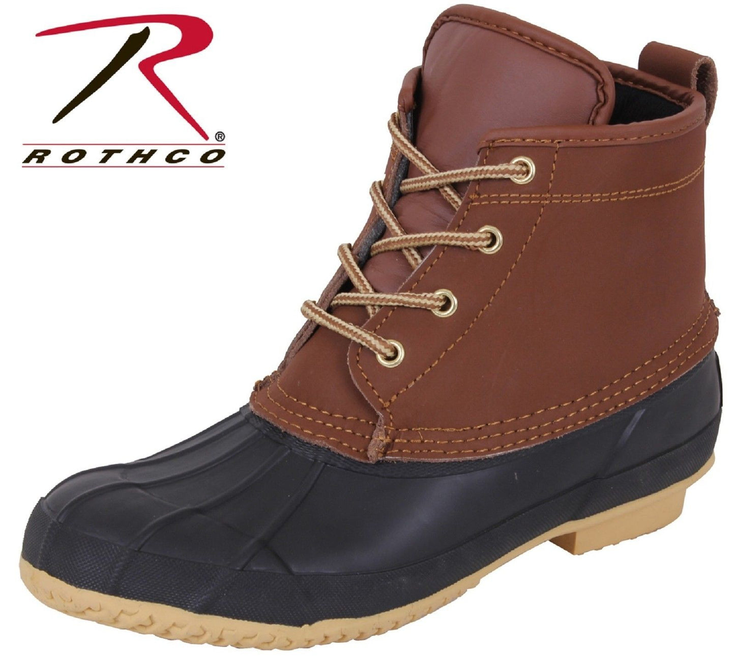 Waterproof Leather Duck Boots - 6" Brown & Black All Weather Rain Boots