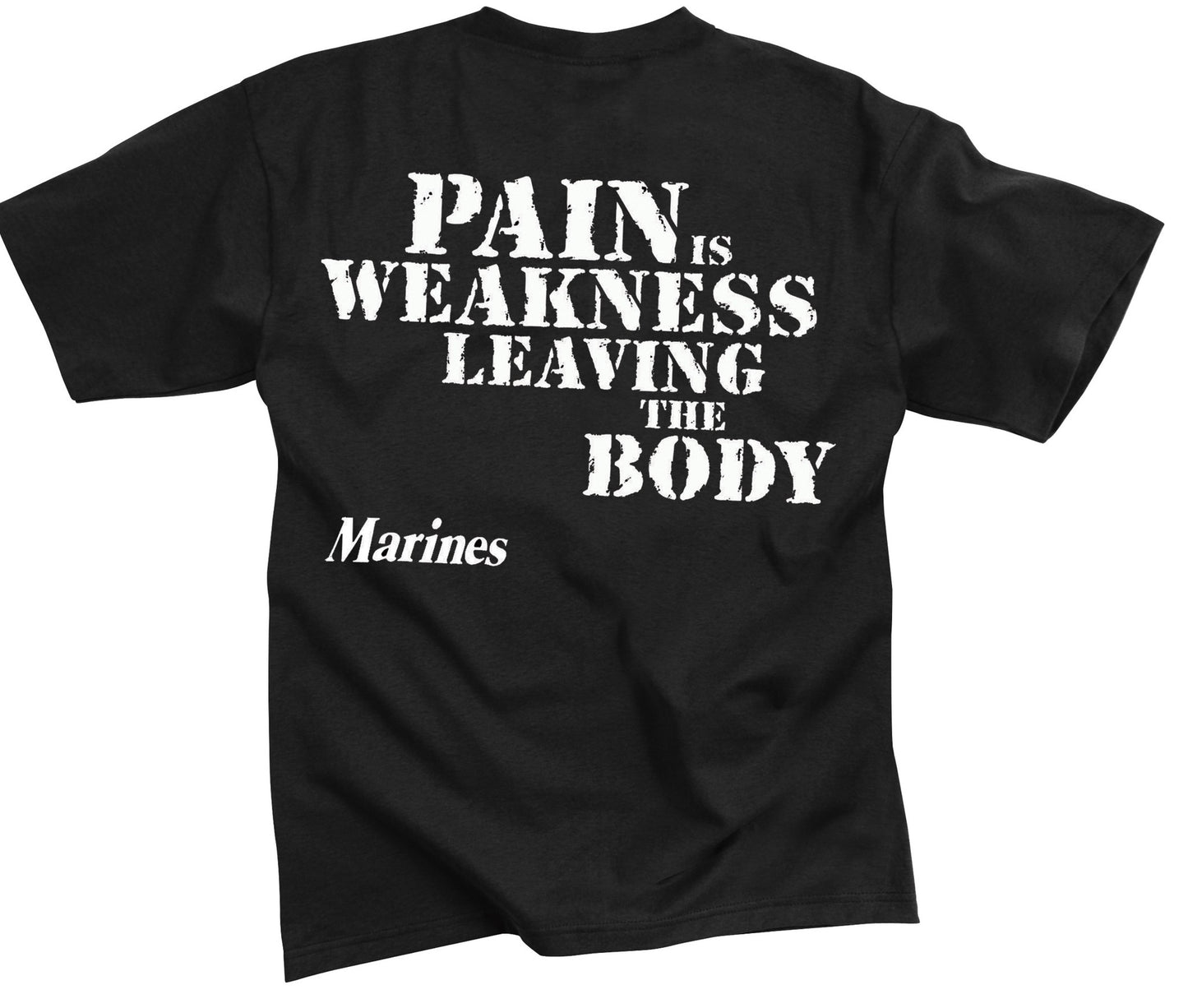Black USMC Marines T-Shirt 'Pain Is Weakness' Mens Tee Shirt