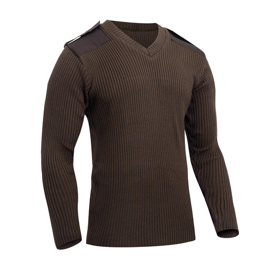 Men's GI Style Brown V-Neck Acrylic Sweater