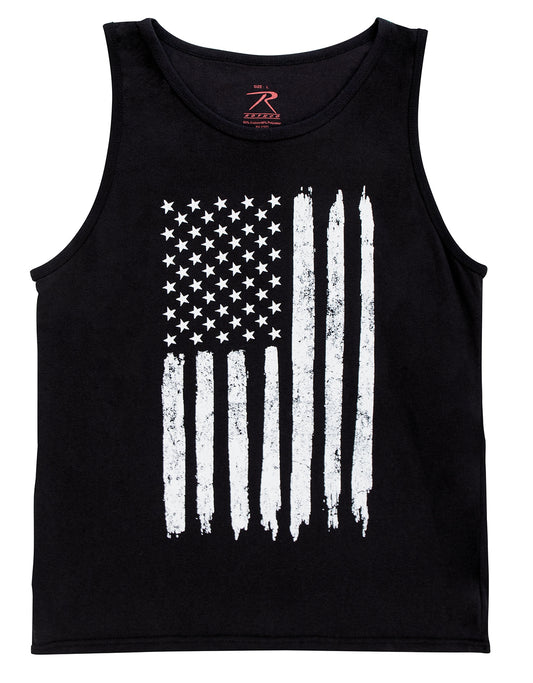 Rothco Men's Black Tank Top w/ Vertical Distressed US Flag