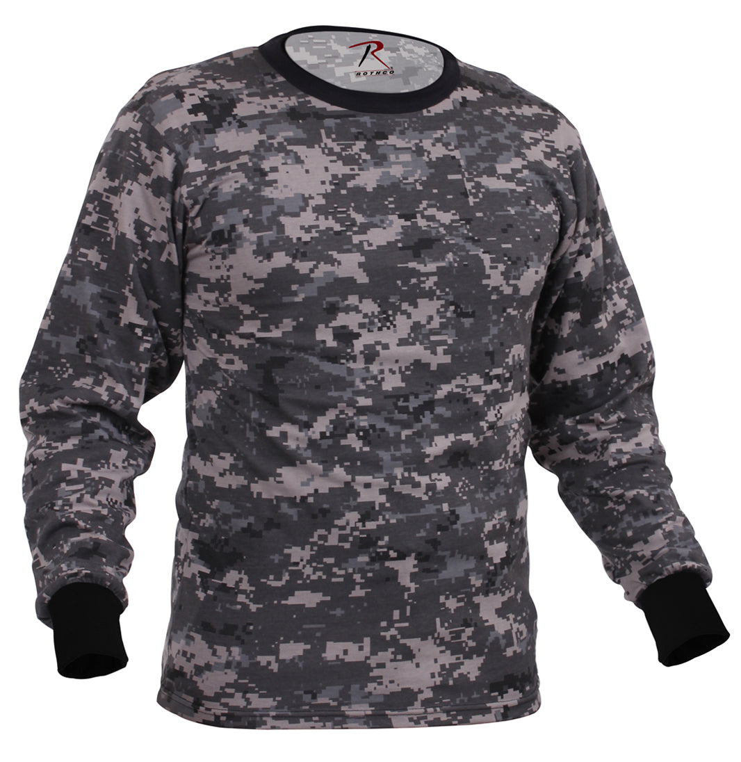 Subdued Urban Digital Camo Long Sleeve Cotton T-Shirt