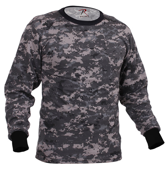 Subdued Urban Digital Camo Long Sleeve Cotton T-Shirt