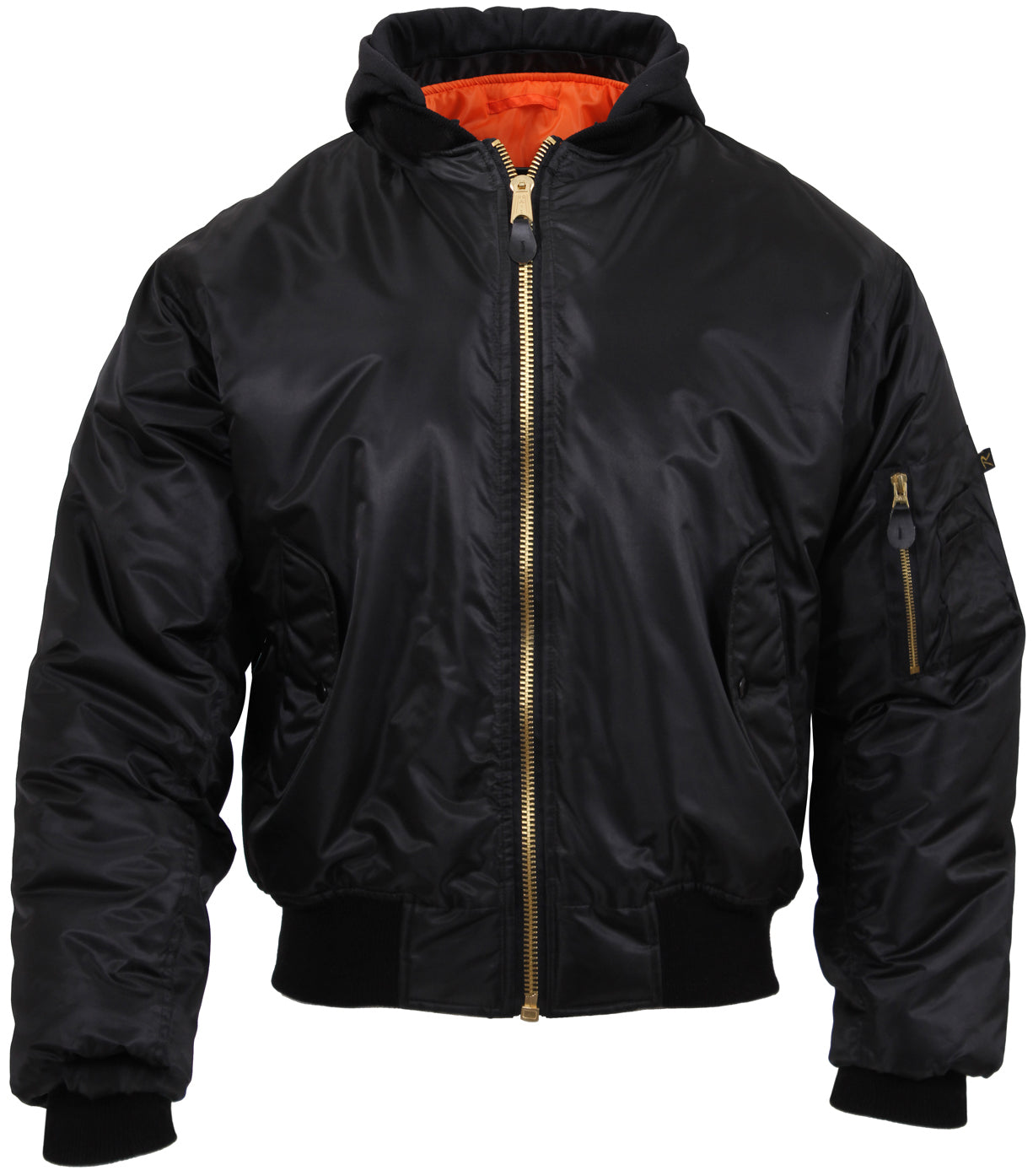 Rothco Hooded Black MA-1 Flight Jacket - Adult Reversible Bomber Coat