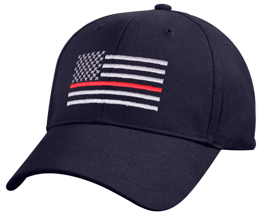 Navy Blue Mid To Low Profile Hat - Embroidered Thin Red Line US Flag Cap Rothco