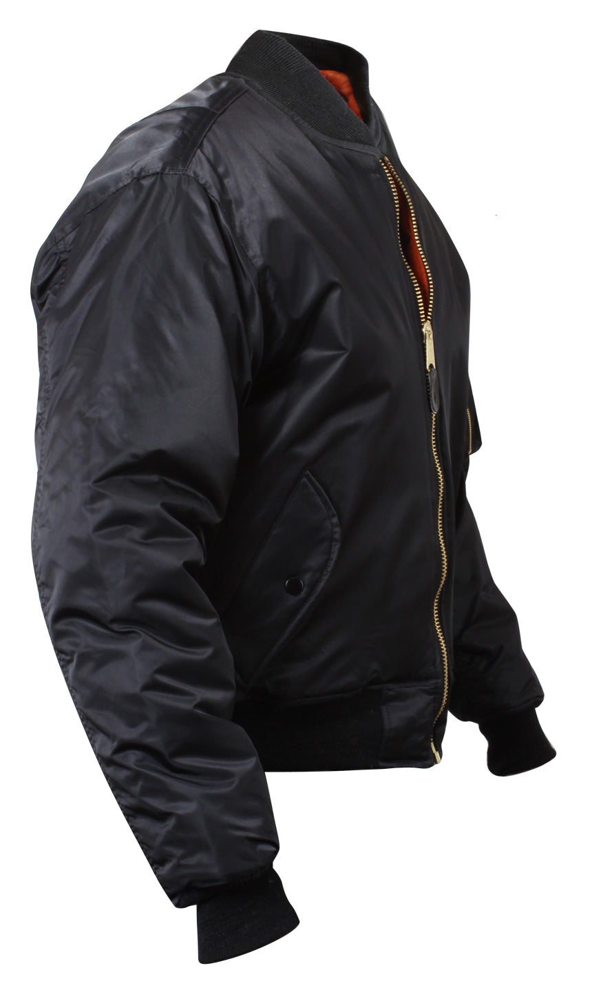 Concealed Carry MA-1 Flight Jacket - Mens Black GI Type CCW Winter Coat