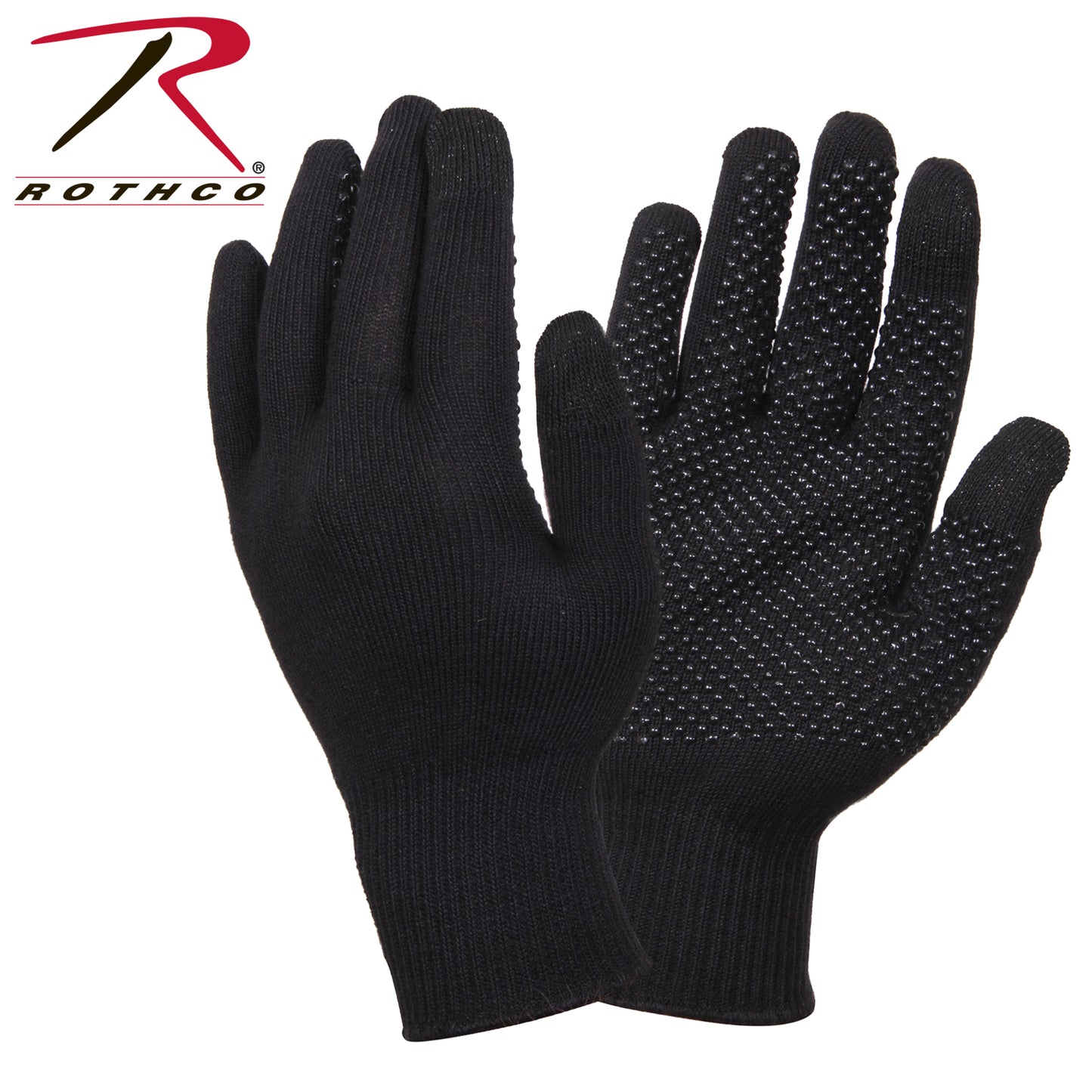 Rothco Black Cell Phone Touch Screen Formfitting Winter Gloves w/ Gripper Dots