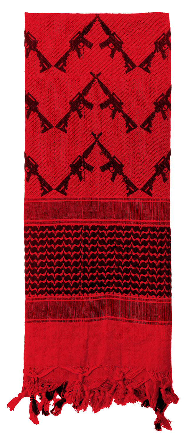 Black & Red Crossed Tactical Shemagh Scarf - 42" Face, Head & Neck Scarves