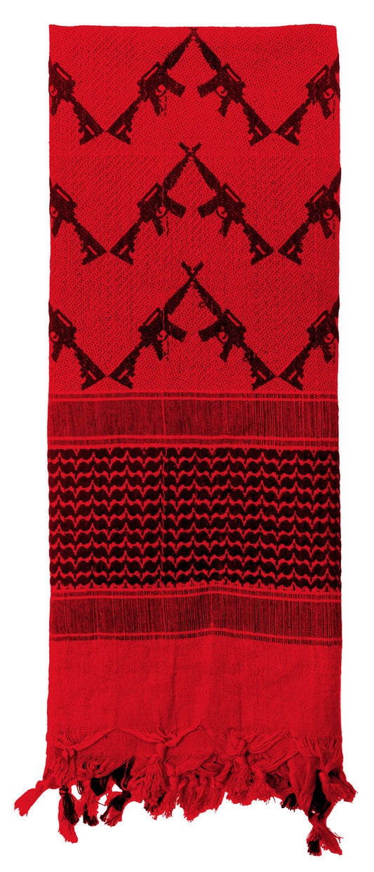 Black & Red Crossed Tactical Shemagh Scarf - 42" Face, Head & Neck Scarves