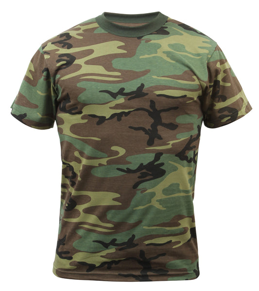 Men's Camo Short Sleeve T-Shirt - Rothco Poly/Cotton Woodland Camo Tee